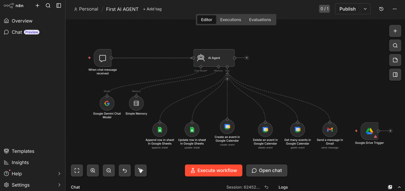 AI Business Agent workflow interface